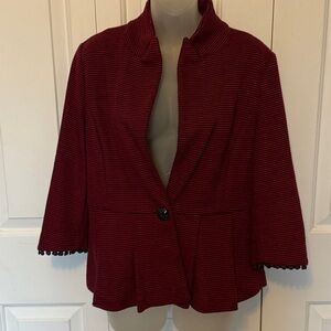 Anthropologie Tabitha Sz Large Striped Pom Pom Blazer GUC B1015